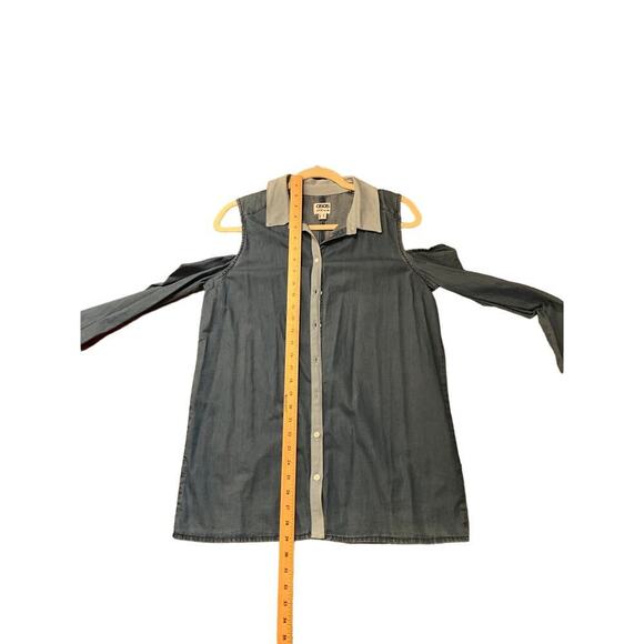 Asos Denim Shirt Cold Shoulders Button Up Cotton Medium Wash Womens Size 8 NWOT - Picture 5 of 6